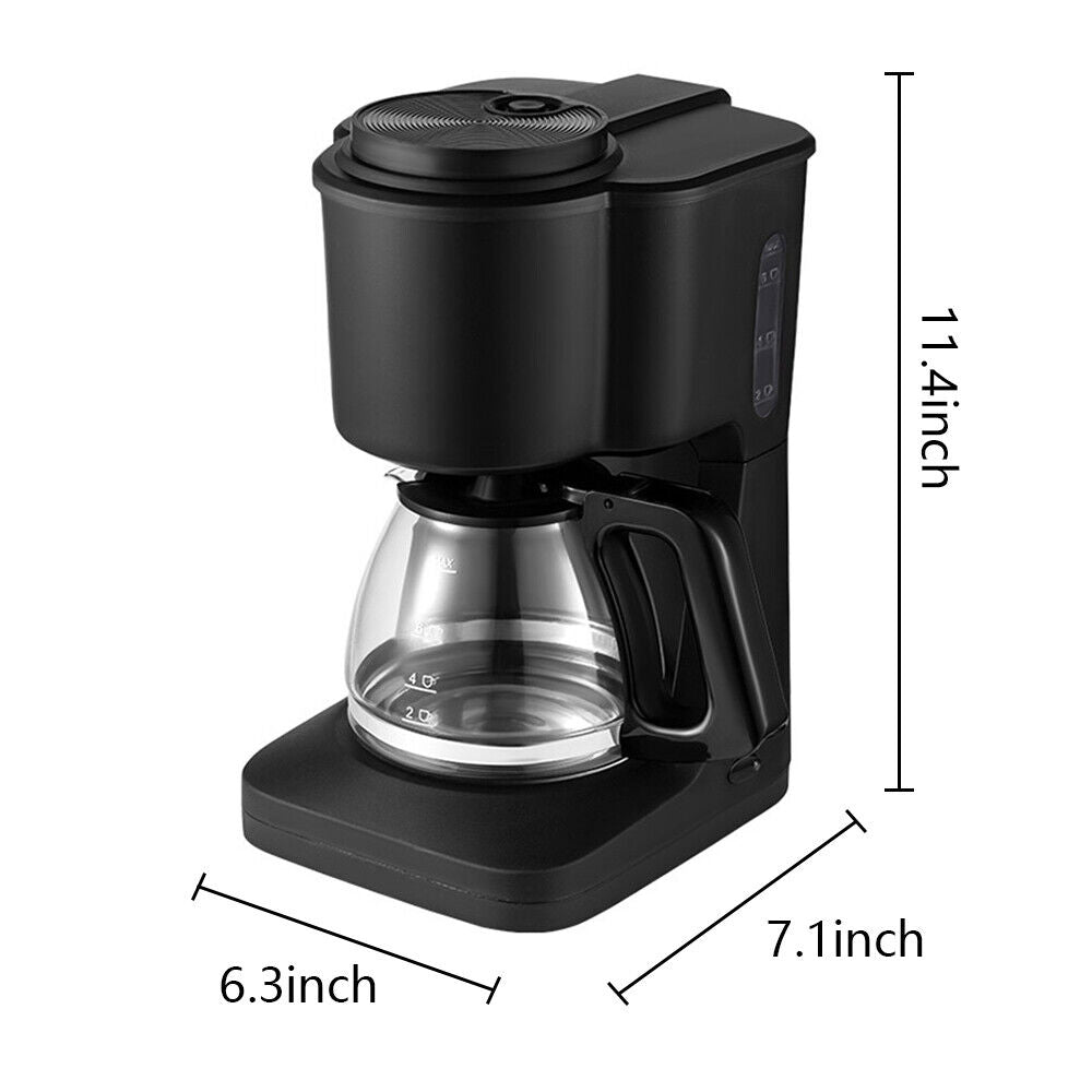 Black 6-Cup Drip Coffee Maker Auto-Off Keep-Warm Function with Reusable Filter