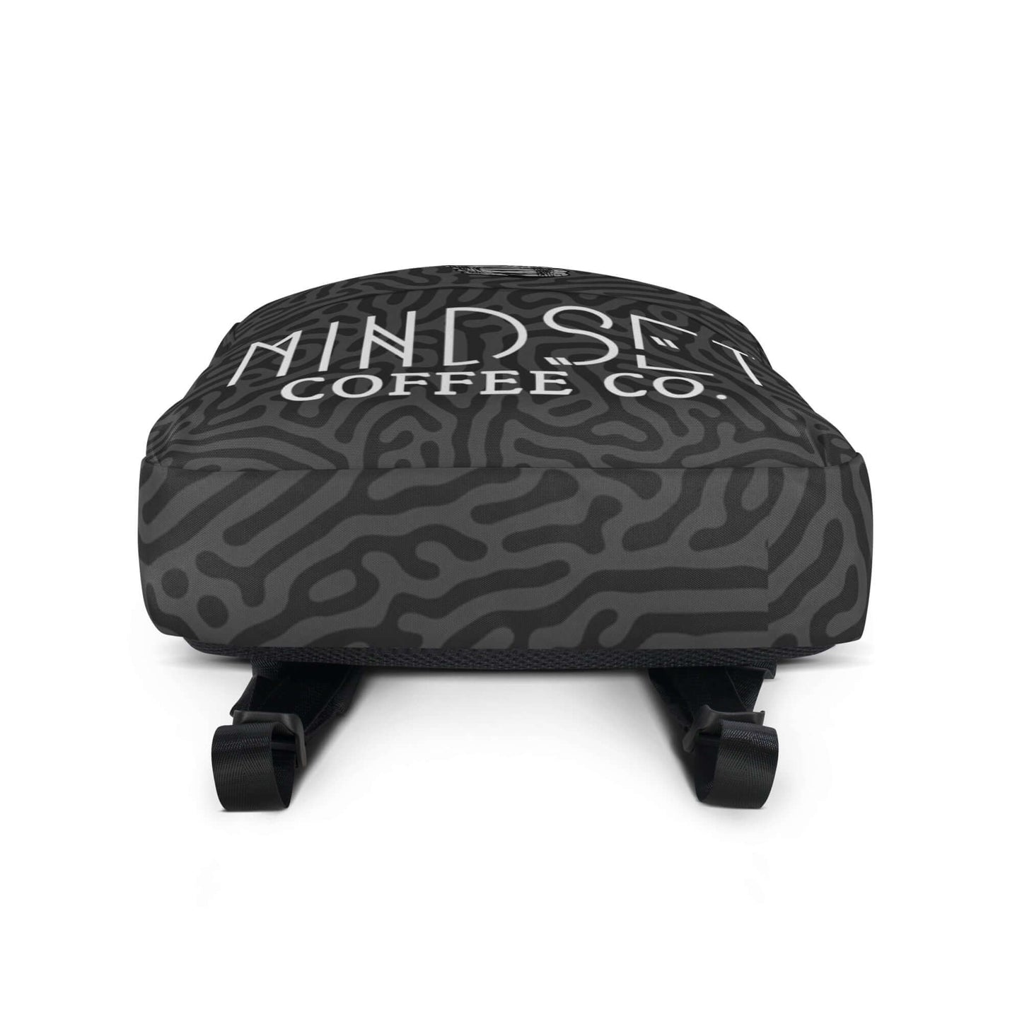 Mindset Coffee Backpack showing stylish design with black pattern and logo