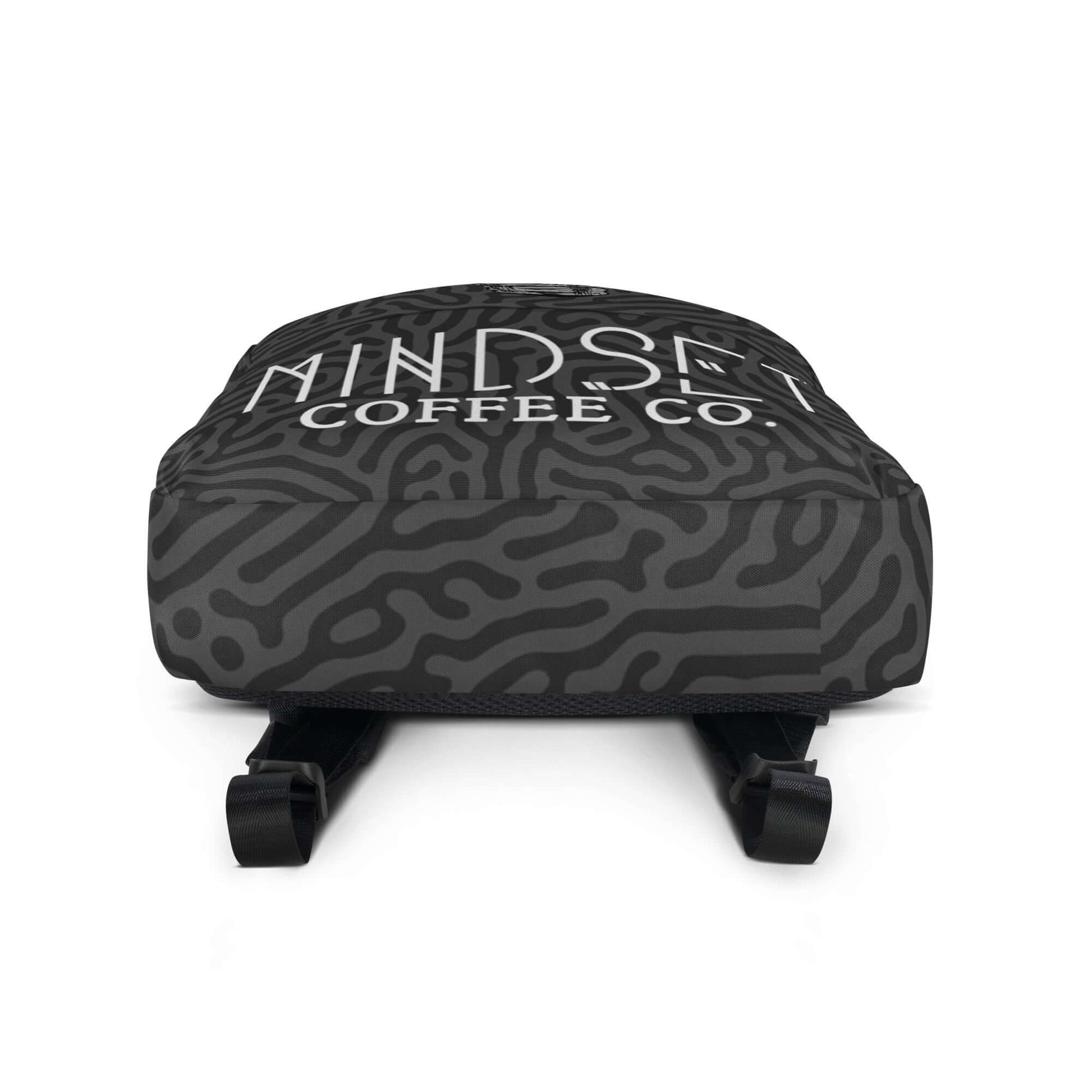 Mindset Coffee Backpack showing stylish design with black pattern and logo