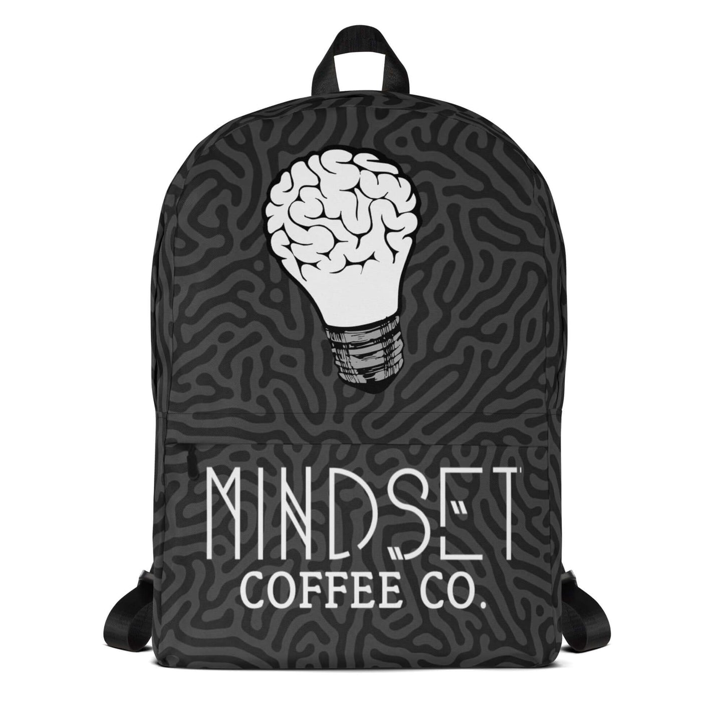 Mindset Coffee Backpack with brain lightbulb design, stylish and functional bag for everyday use.